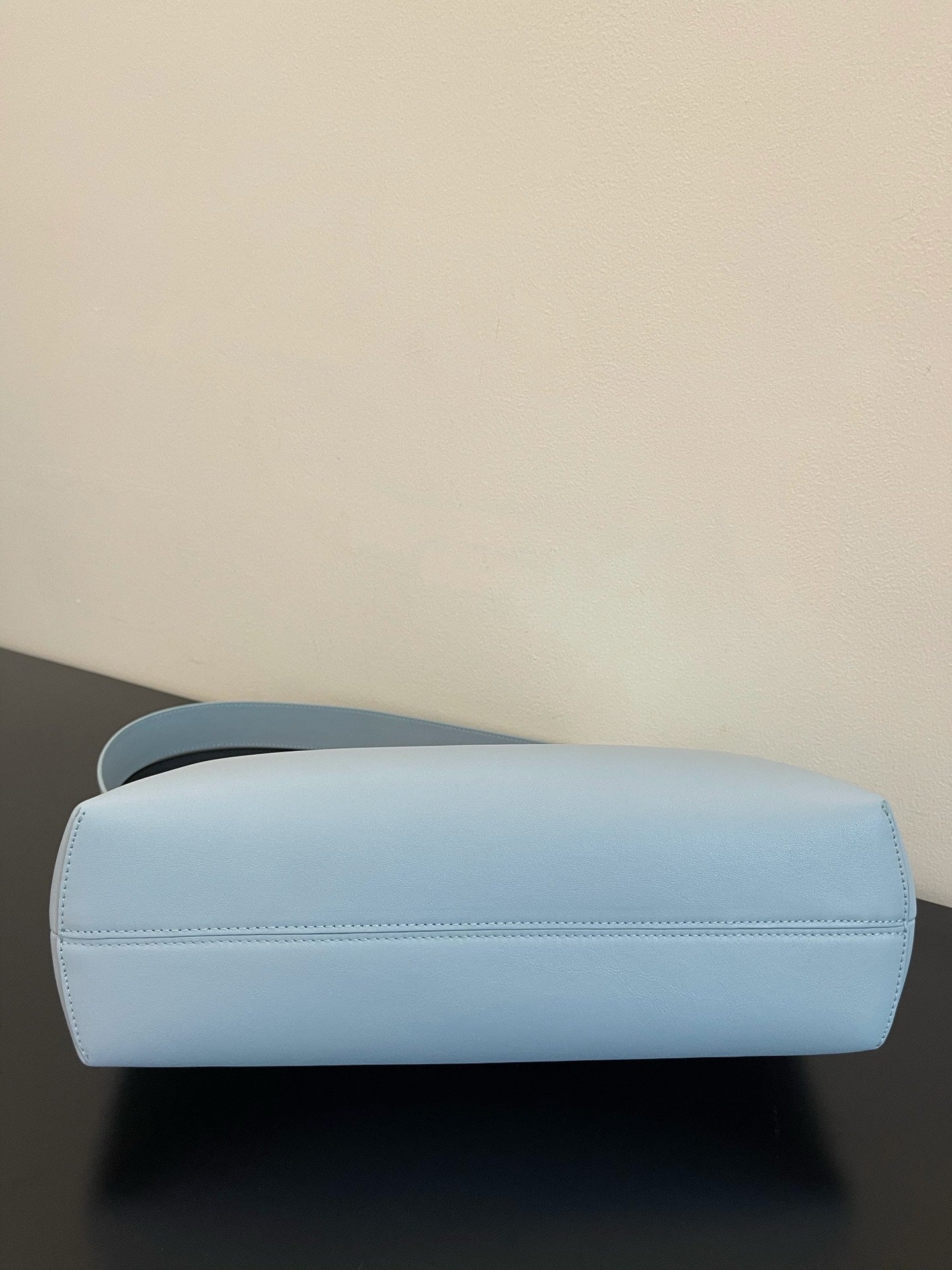 Fendi First Style Light Blue Leather Clutch Bag with Shoulder Strap