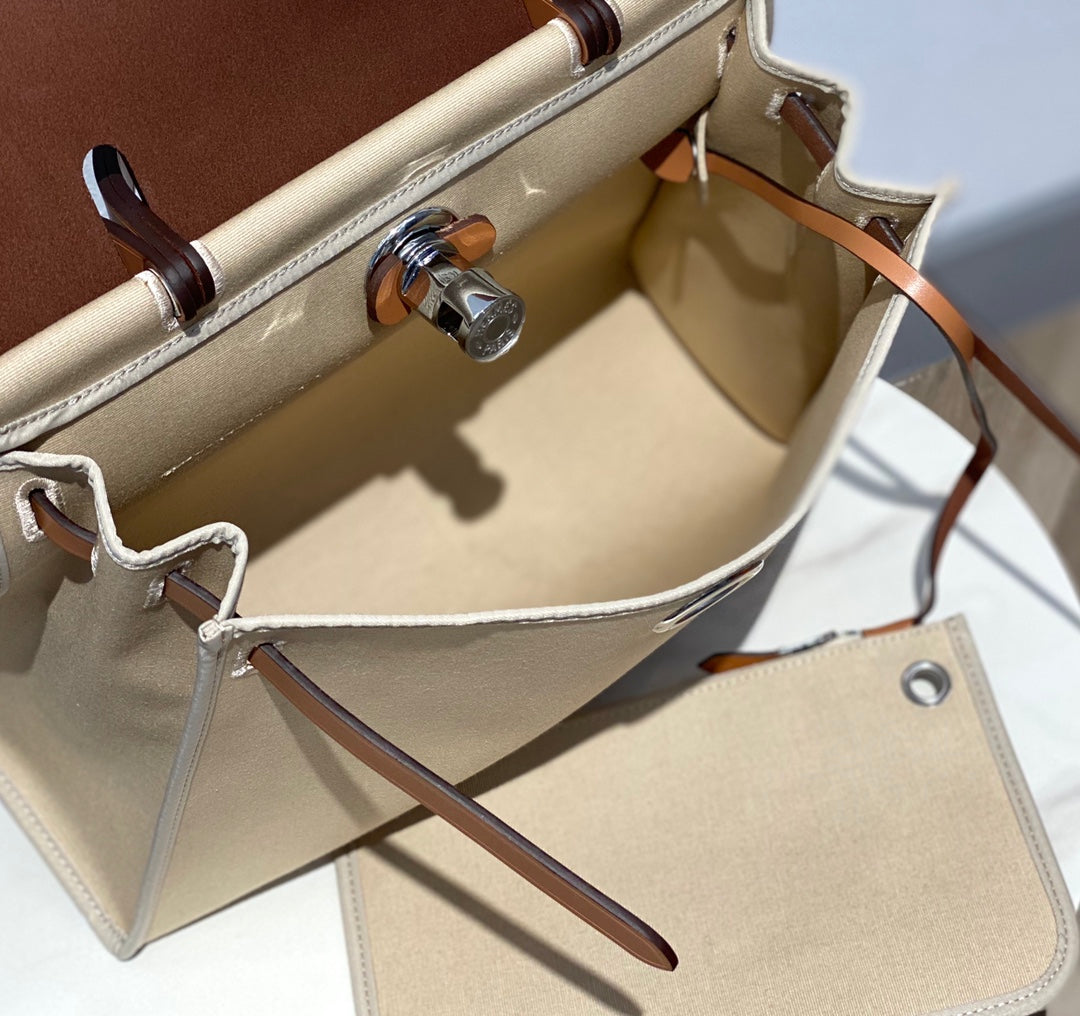 Hermès Herbag Zip 31 Canvas & Leather Handbag - Beige/Tan