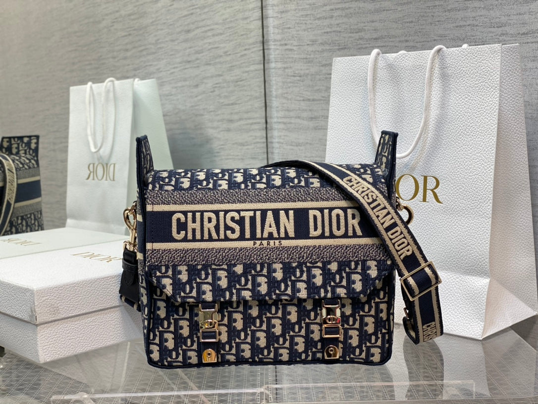 Christian Dior Diorcamp Bag - Blue Dior Oblique Embroidery