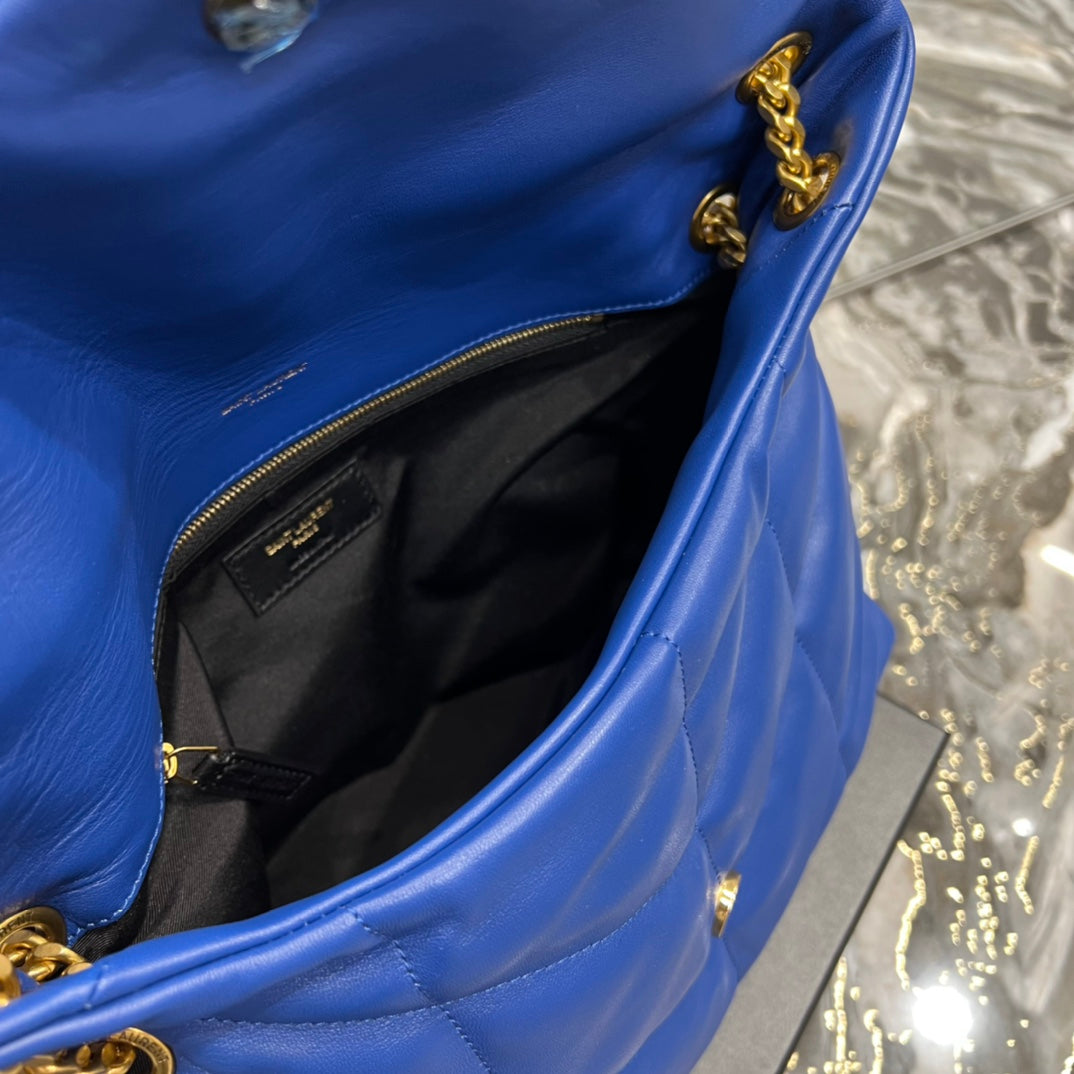 Saint Laurent Puffer Small Bag in Royal Blue Quilted Lambskin