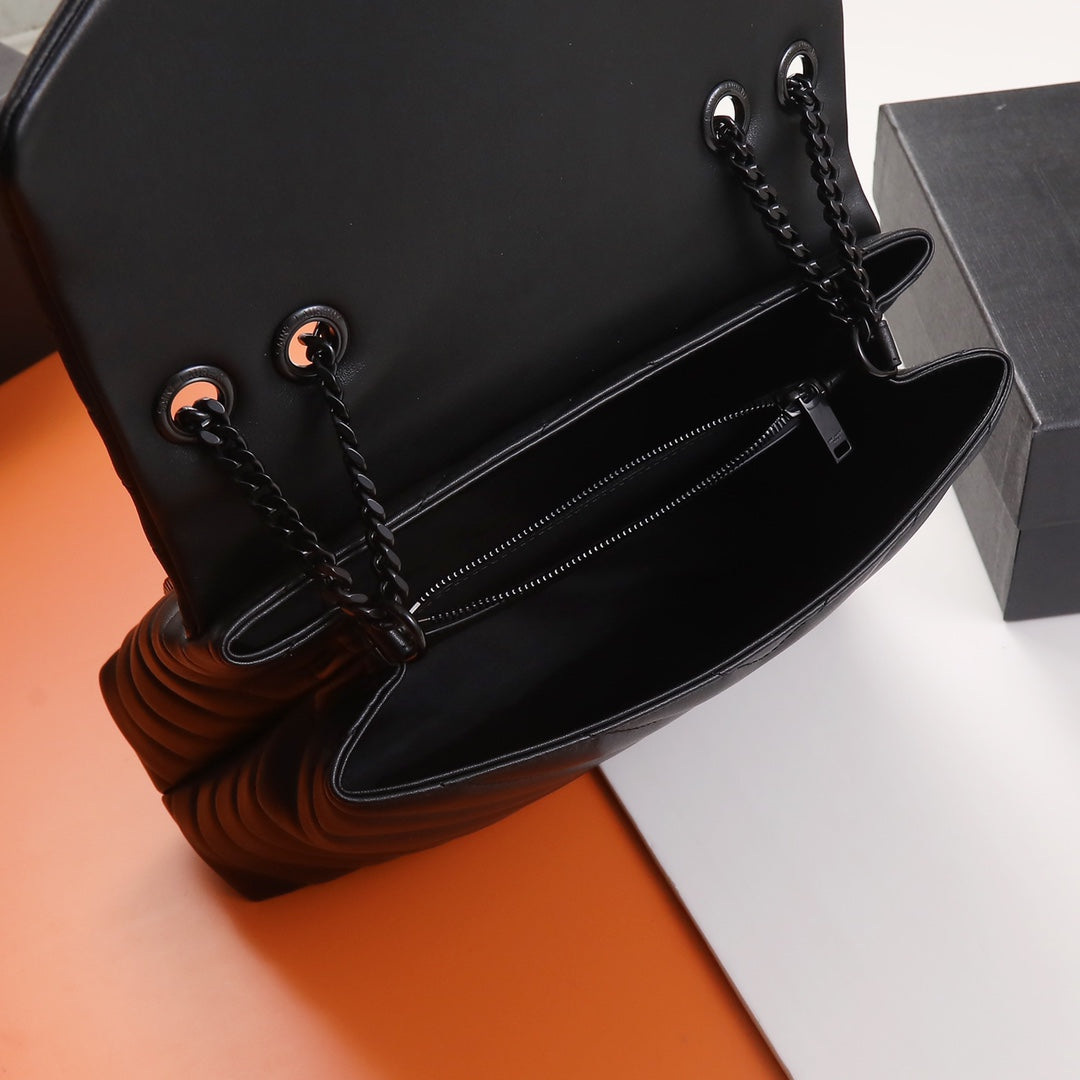 Saint Laurent Loulou Small Matelassé Leather Shoulder Bag - Black