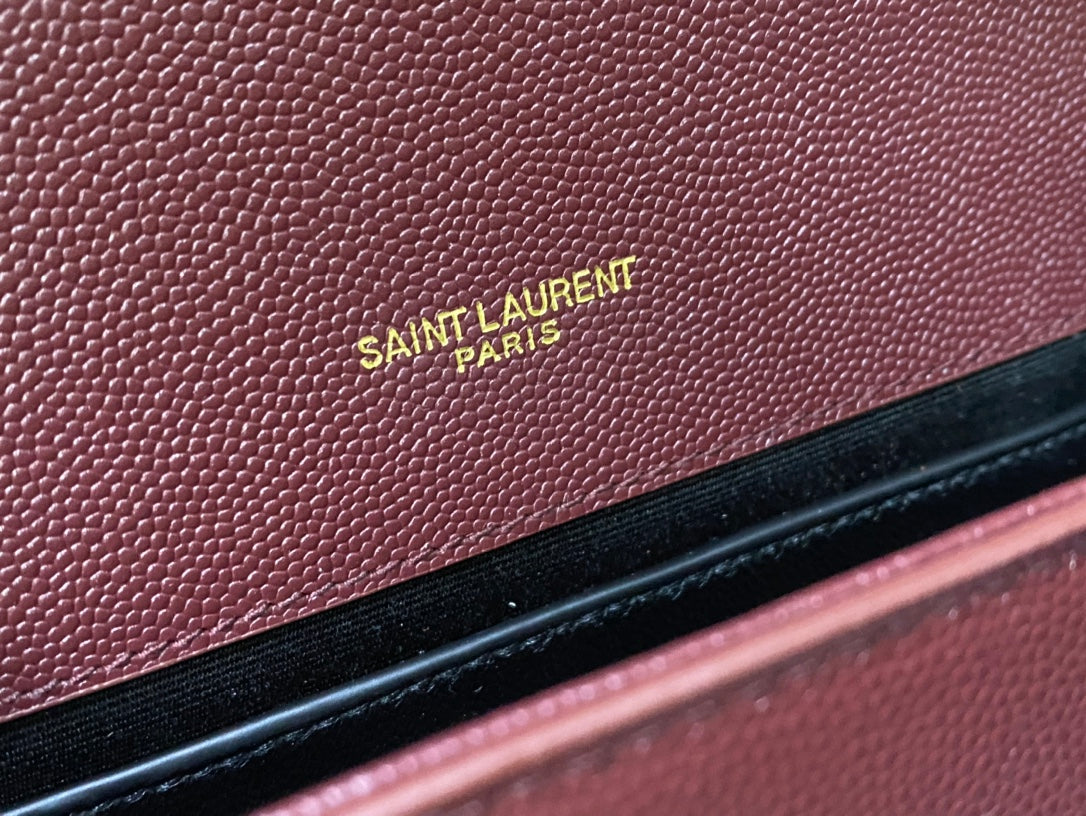Saint Laurent Kate Tassel Shoulder Bag - Burgundy Leather with Gold Hardware