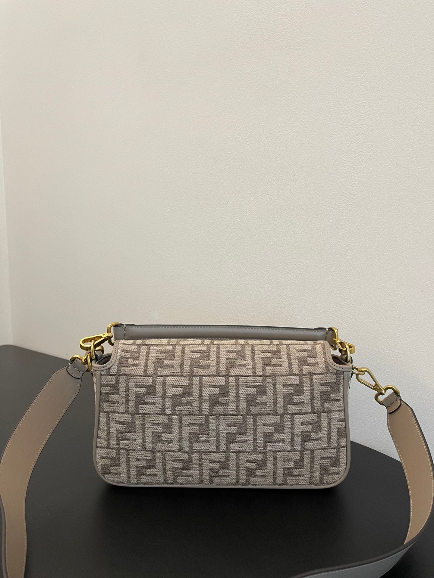 Fendi Baguette Mini Grey FF Fabric Monogram Shoulder Bag