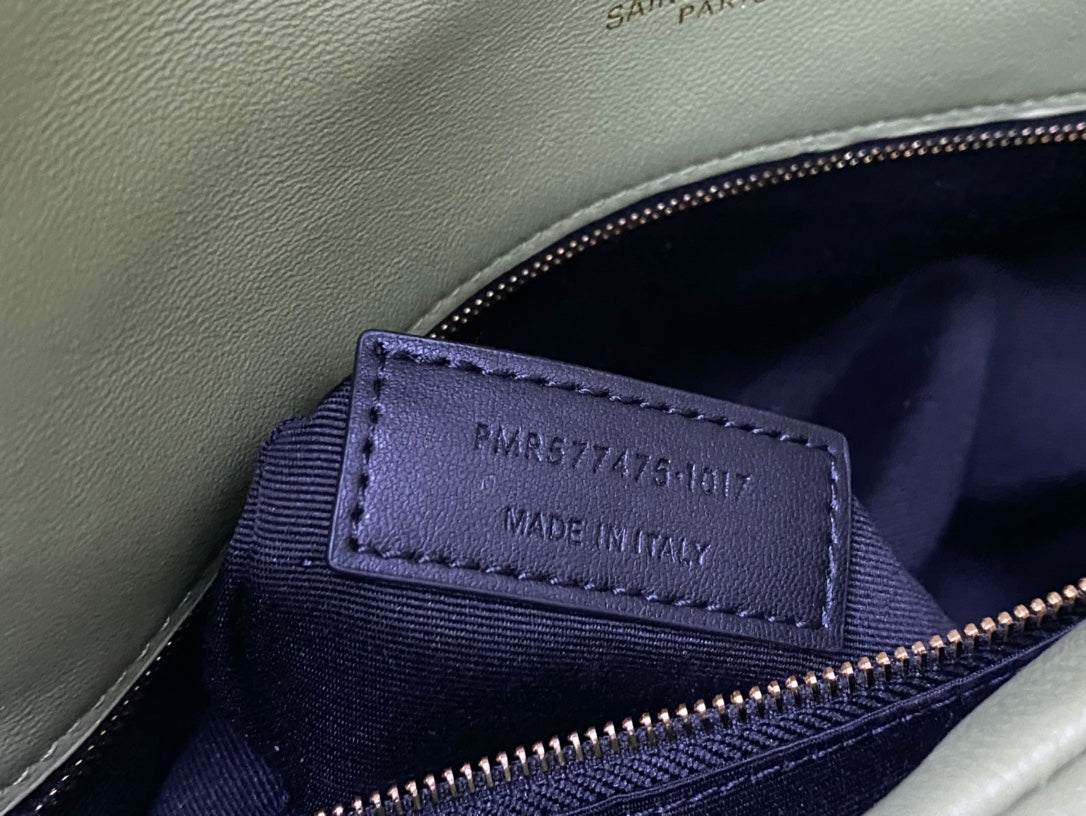Saint Laurent Loulou Puffer Small Bag in Quilted Lambskin - Sage Green