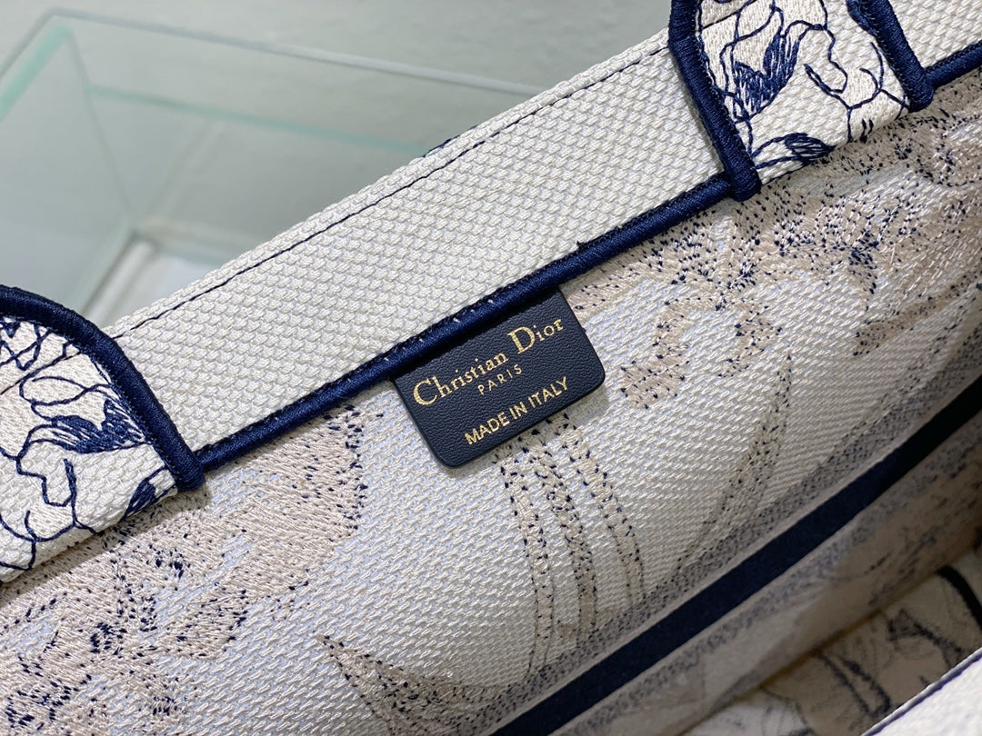 Christian Dior Large Book Tote Blue and White Constellation Embroidery Bag