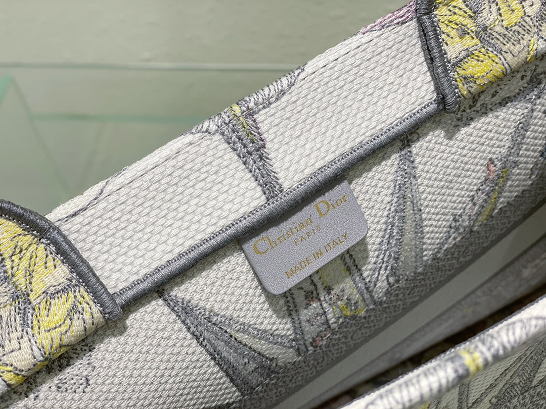 Christian Dior Medium Book Tote Bag with Zodiac Embroidery