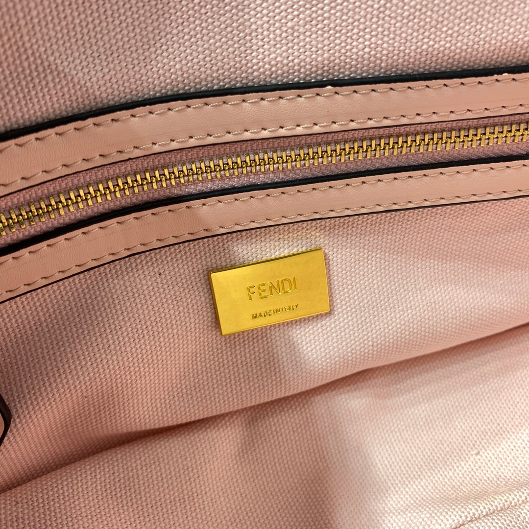 Fendi Baguette Pink FF Monogram Handbag with Detachable Wide Logo Strap