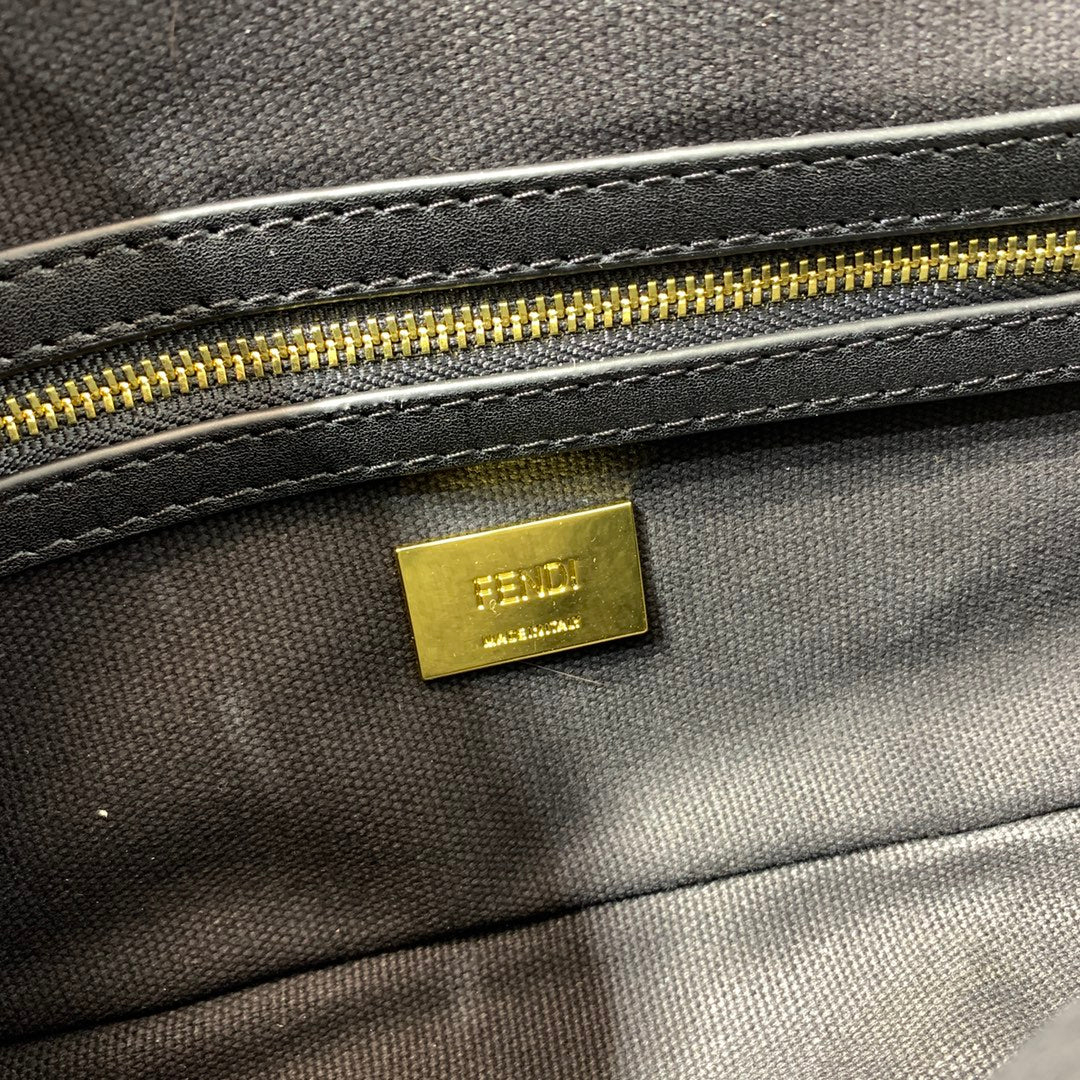 Fendi Baguette Black FF Monogram Fabric Shoulder Bag