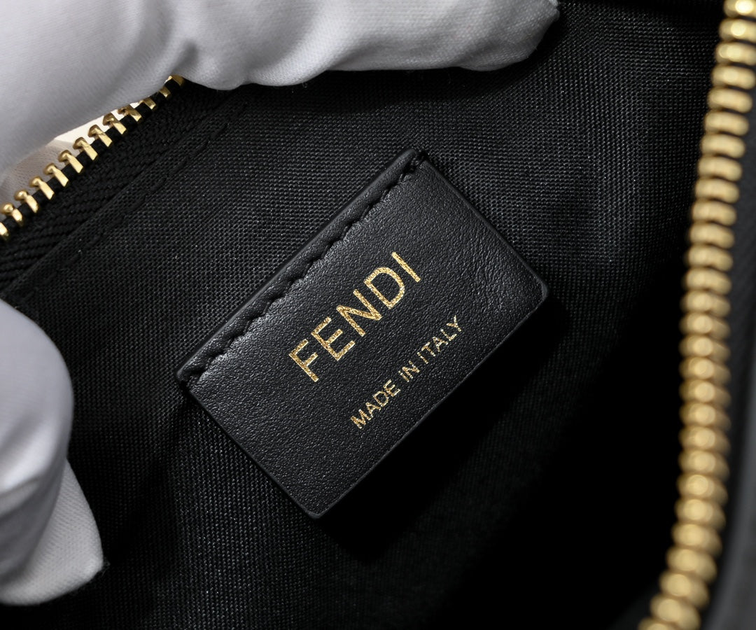 Fendi Fendigraphy Small Black Leather Hobo Bag