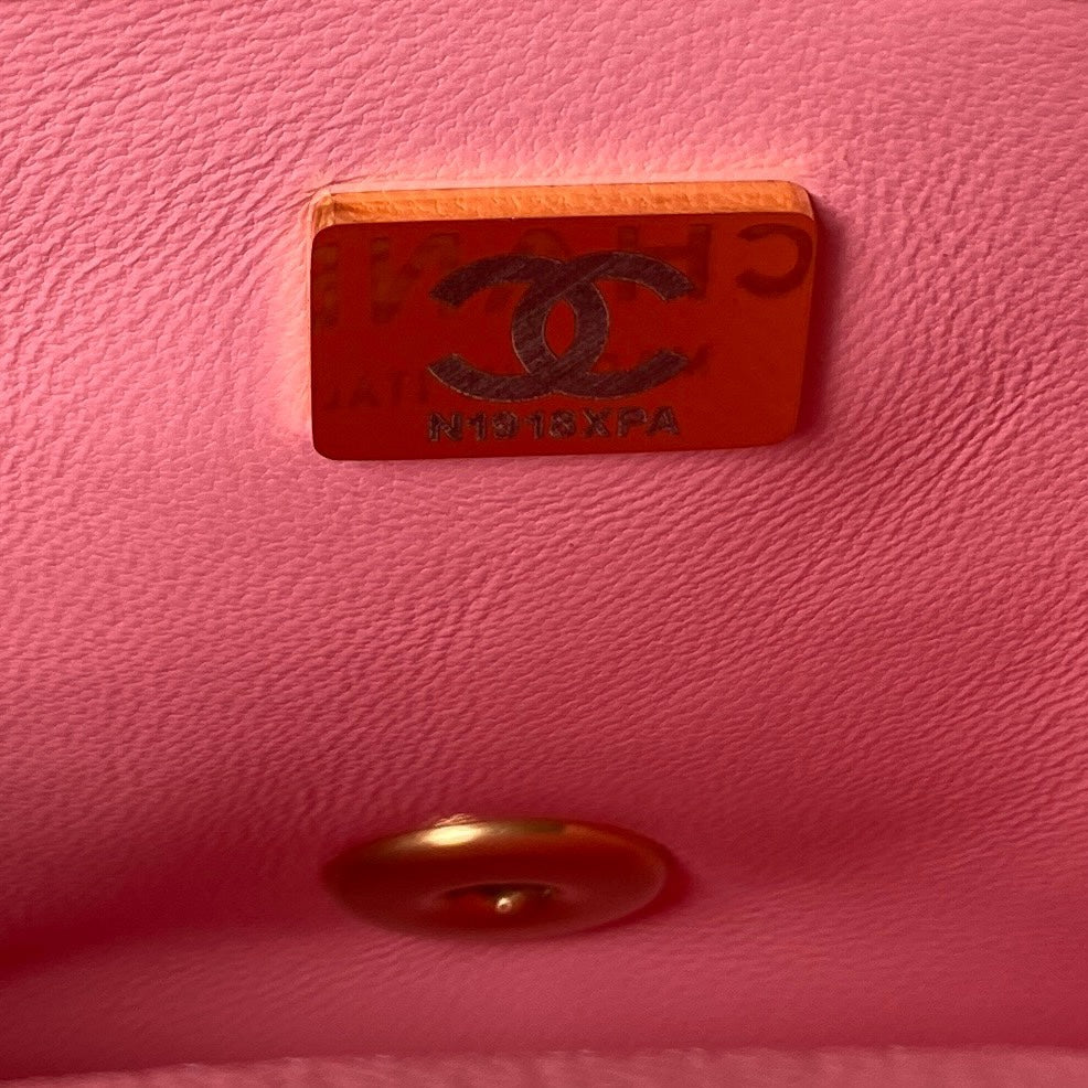 Chanel Pink Quilted Mini Flap Bag with Gold Hardware and Heart Charm