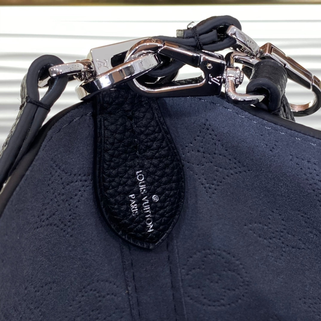 Louis Vuitton Petit Palais Black Monogram Empreinte Leather Tote Bag with Pouch