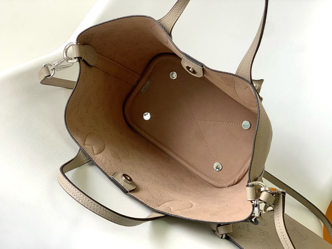 Louis Vuitton Muria Mahina Perforated Leather Bucket Bag - Galet