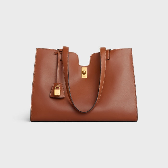 Celine Cabas 16 Medium Tote Bag in Tan Smooth Calfskin