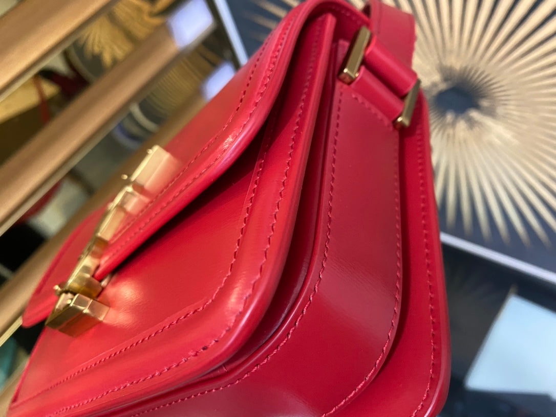 Saint Laurent Small Solferino Shoulder Bag in Red Leather
