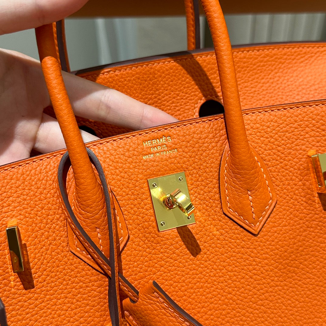 Hermès Birkin 30 Orange Epsom Leather Gold Hardware Handbag