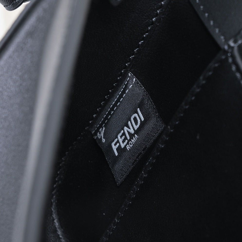 Fendi Black Leather Baguette Bag with Silver-Tone Hardware