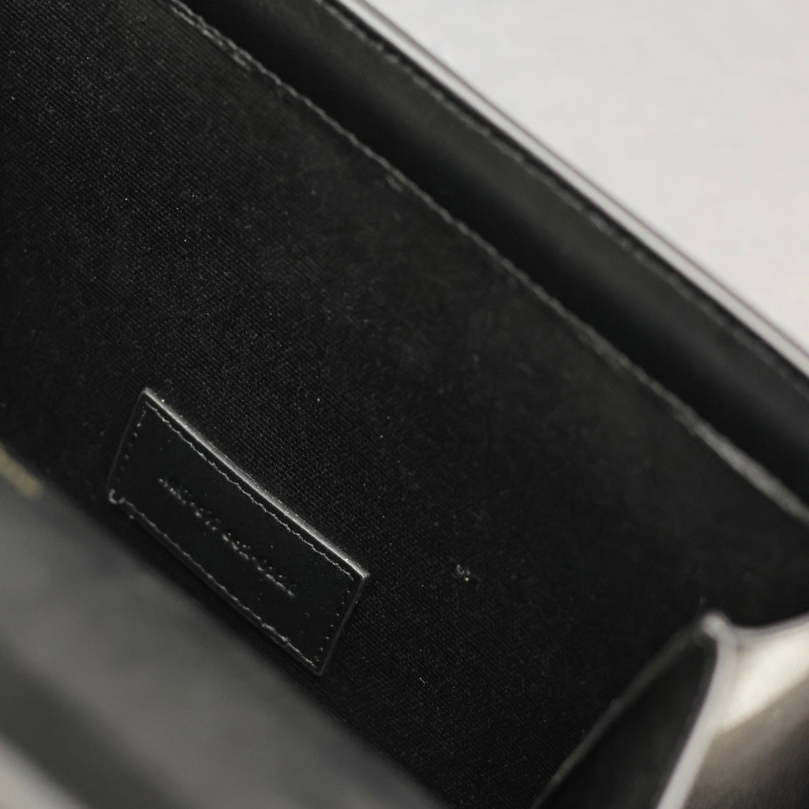 Saint Laurent YSL Black Leather Envelope Clutch Bag with Gold-Tone Logo