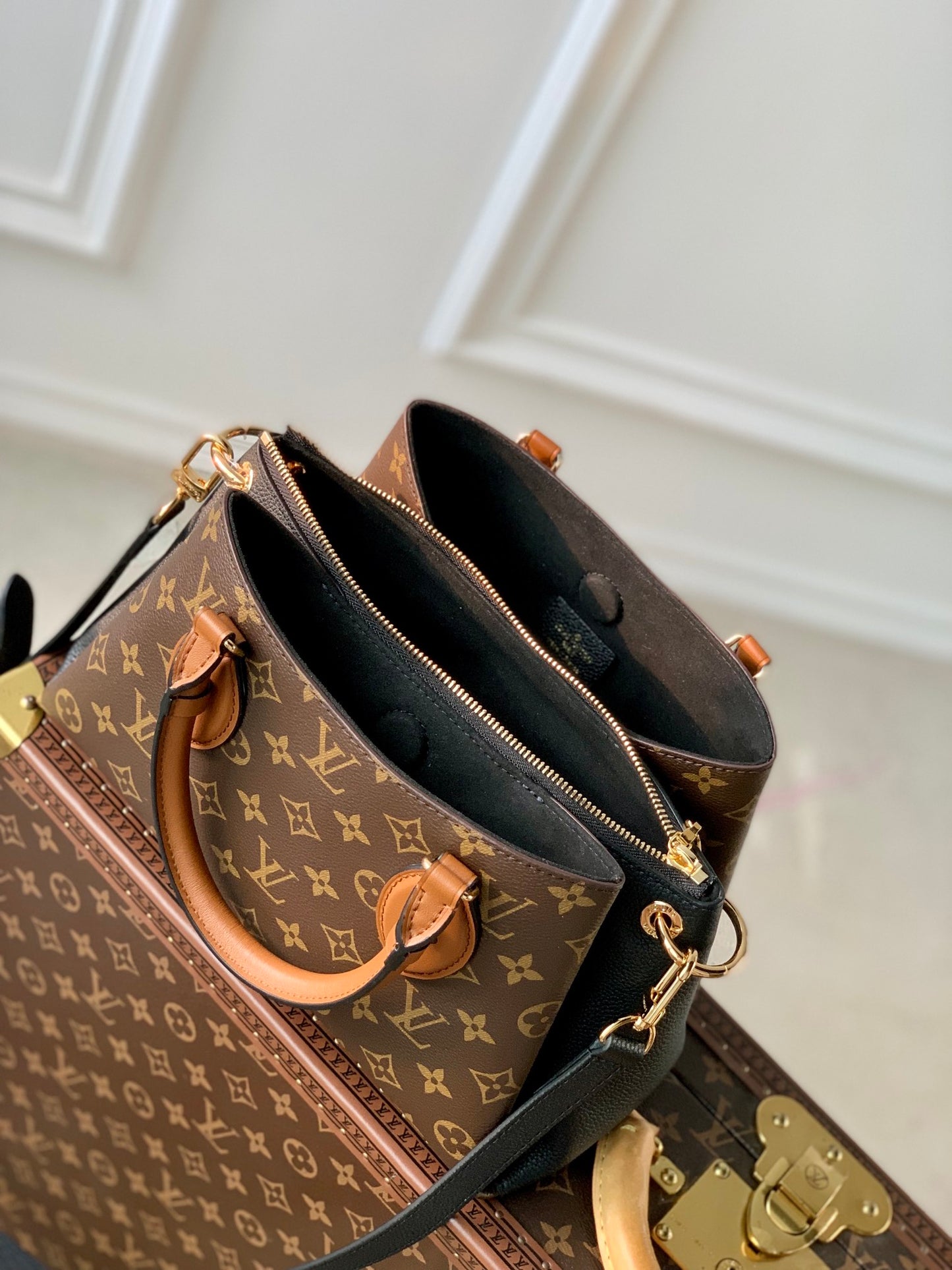 Louis Vuitton Vaugirard Monogram Canvas Leather Handbag - Creme & Caramel