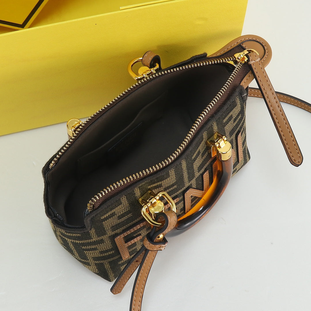 Fendi By The Way Mini FF Fabric Handbag with Plexiglass Handles