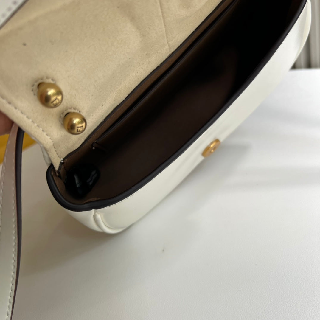 Fendi C'Mon Small White Leather Shoulder Bag