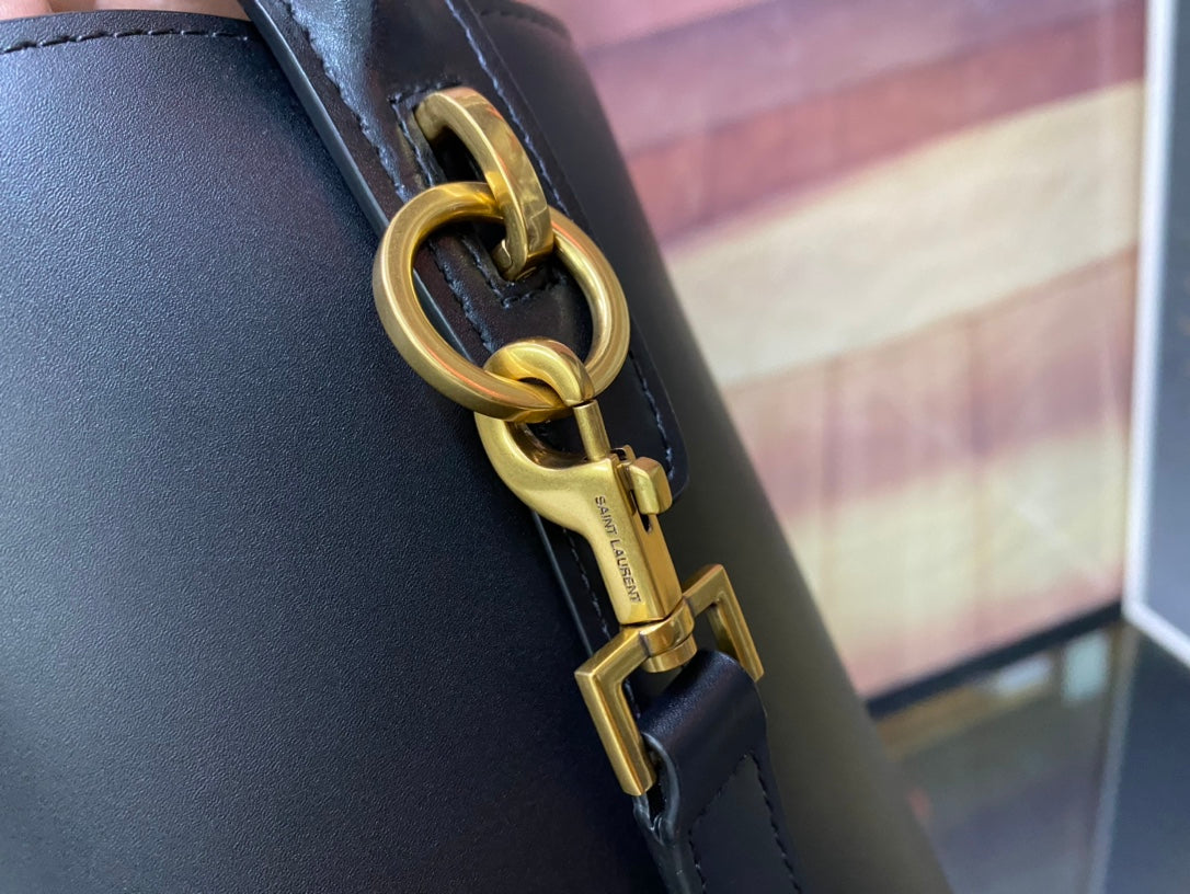 Saint Laurent Le 37 Mini Bucket Bag in Black Leather with Gold Hardware - 20cm