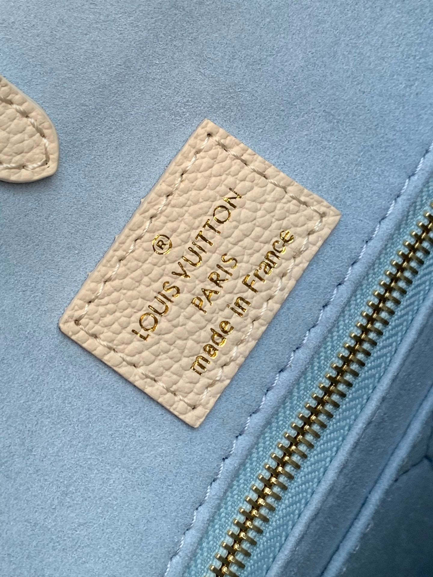 Louis Vuitton OnTheGo MM Monogram Empreinte Leather Tote Bag - Cream/Blue
