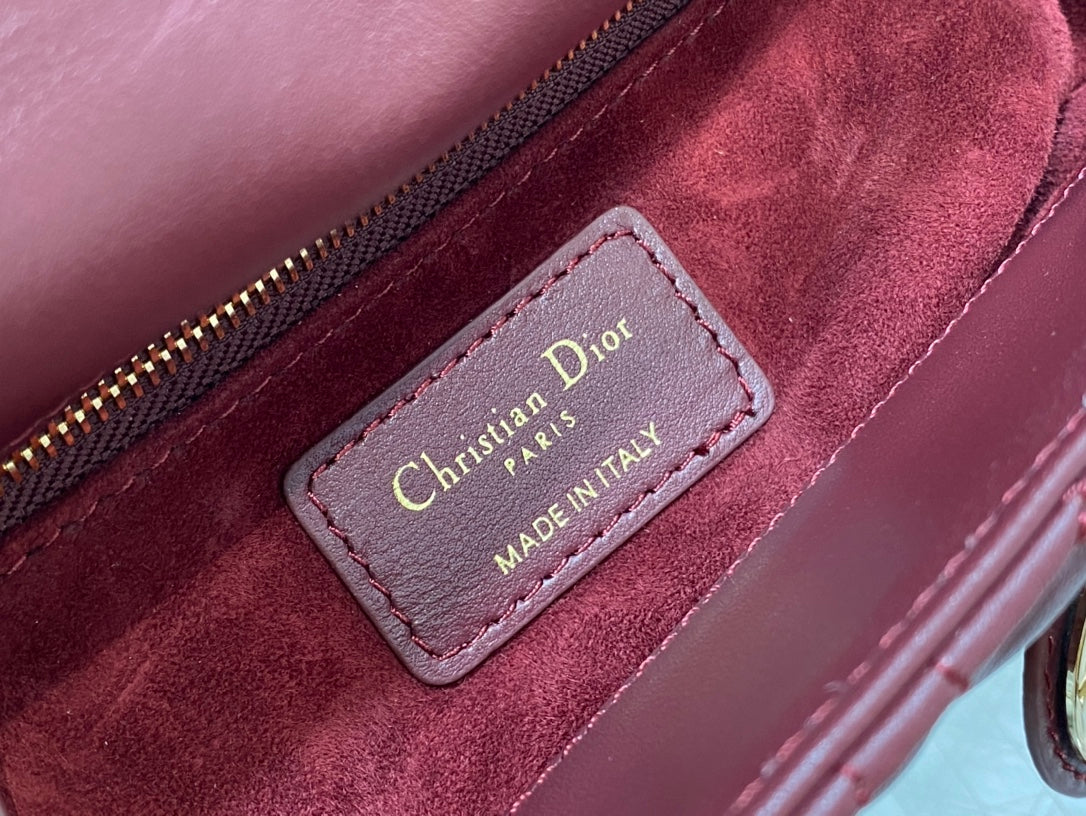 Lady Dior Mini Bag Burgundy Cannage Lambskin