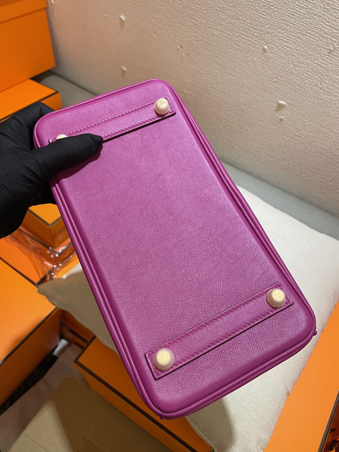 Elegant Purple Textured Leather Top Handle Handbag