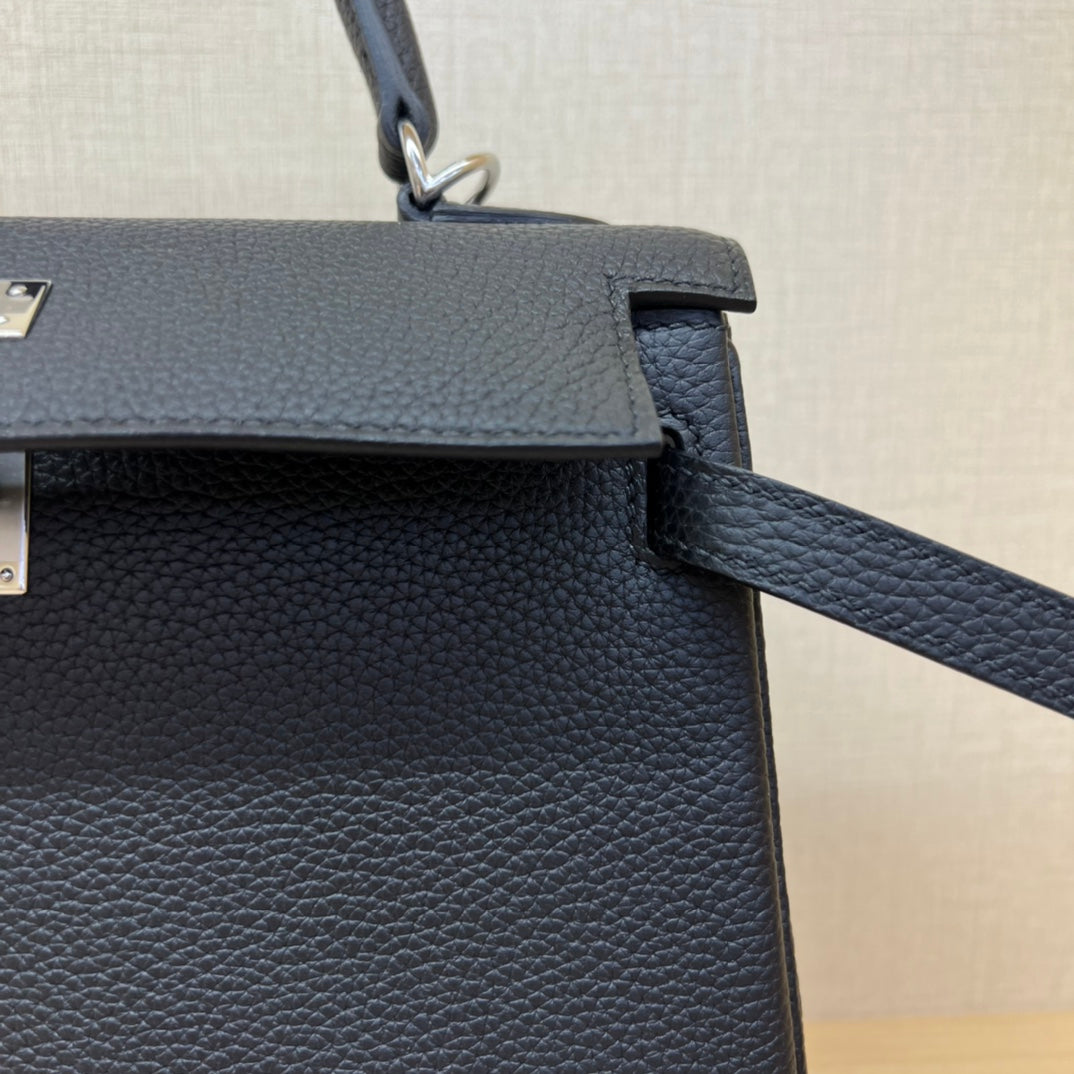 Luxury Black and Beige Top Handle Leather Handbag - Elegant Designer Style