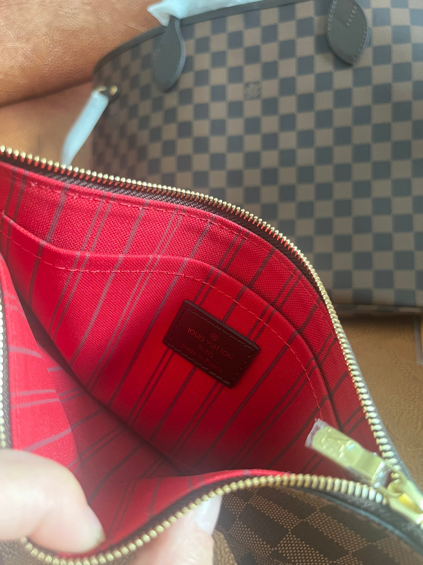 Classic Brown Checkered Tote Bag - Large Shoulder Handbag for Women