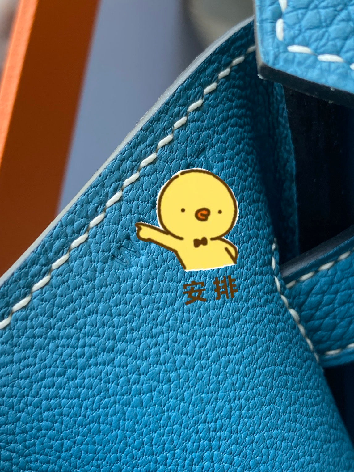 Hermès Birkin 25 Blue Leather Handbag with Palladium Hardware and Bag Charm