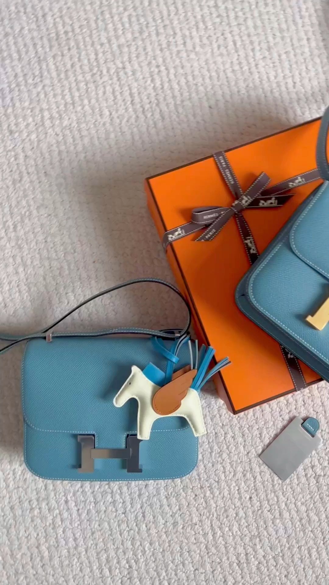 Hermès Constance 18 Bag in Light Blue Epsom Leather with Rodeo Charm
