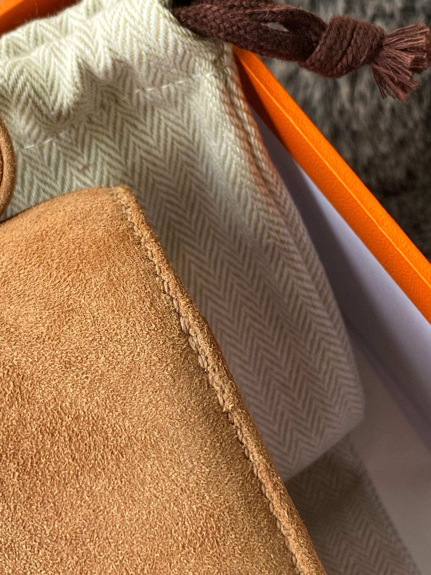 Tan Suede Crossbody Bag with Gold H-Clasp Buckle - Elegant Small Shoulder Bag