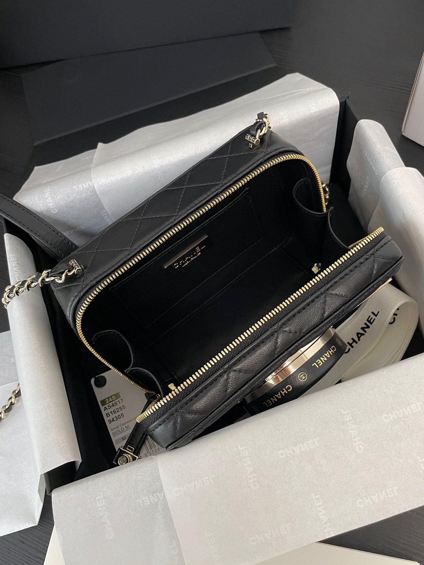 Chanel Quilted Lambskin Camera Case Mini Bag - Black with Gold-Tone Hardware