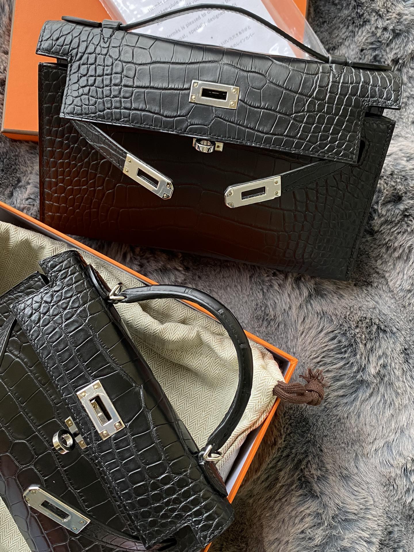 Luxurious Black Crocodile Embossed Leather Top Handle Bag with Silver Hardware