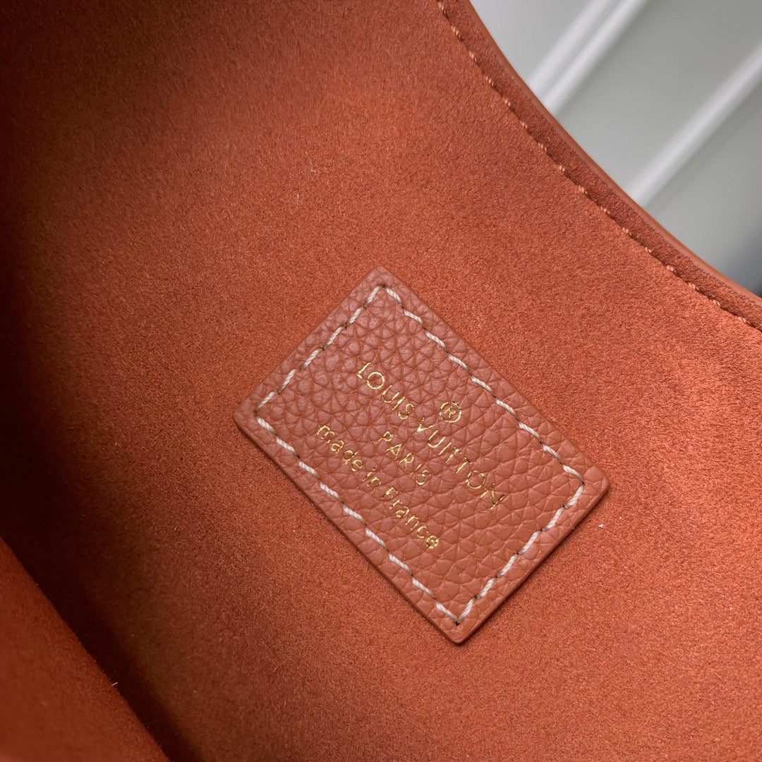 Louis Vuitton Low Key Hobo Shoulder Bag - Cognac Tan Leather with Gold Padlock