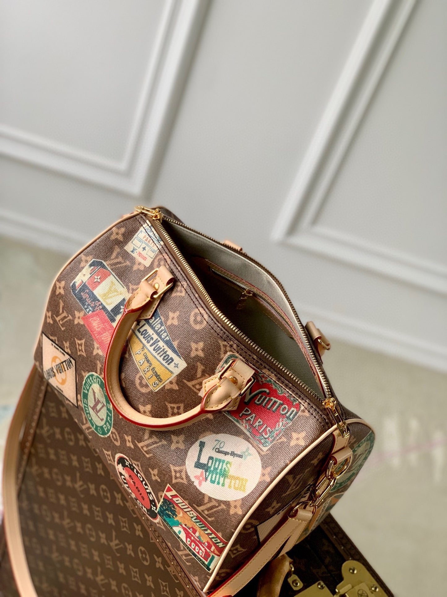 Louis Vuitton Monogram Speedy Bandouliere World Tour Patches Limited Edition Handbag