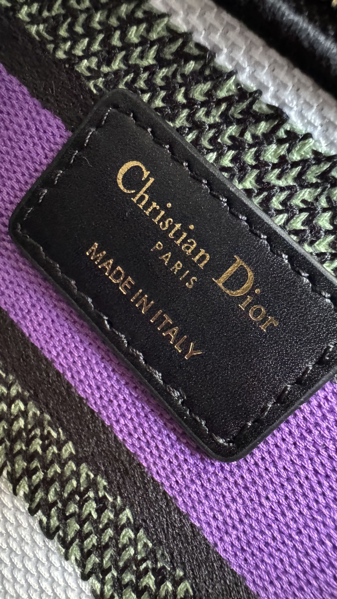 Christian Dior Lady D-Lite Bag with Floral Embroidery and Wide Shoulder Strap - Purple/Multicolor