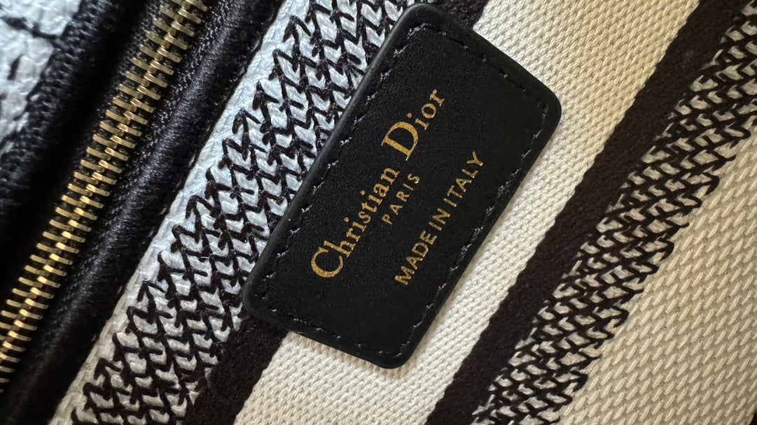 Christian Dior Lady D-Lite Bag Black and White Toile de Jouy Reverse Embroidery