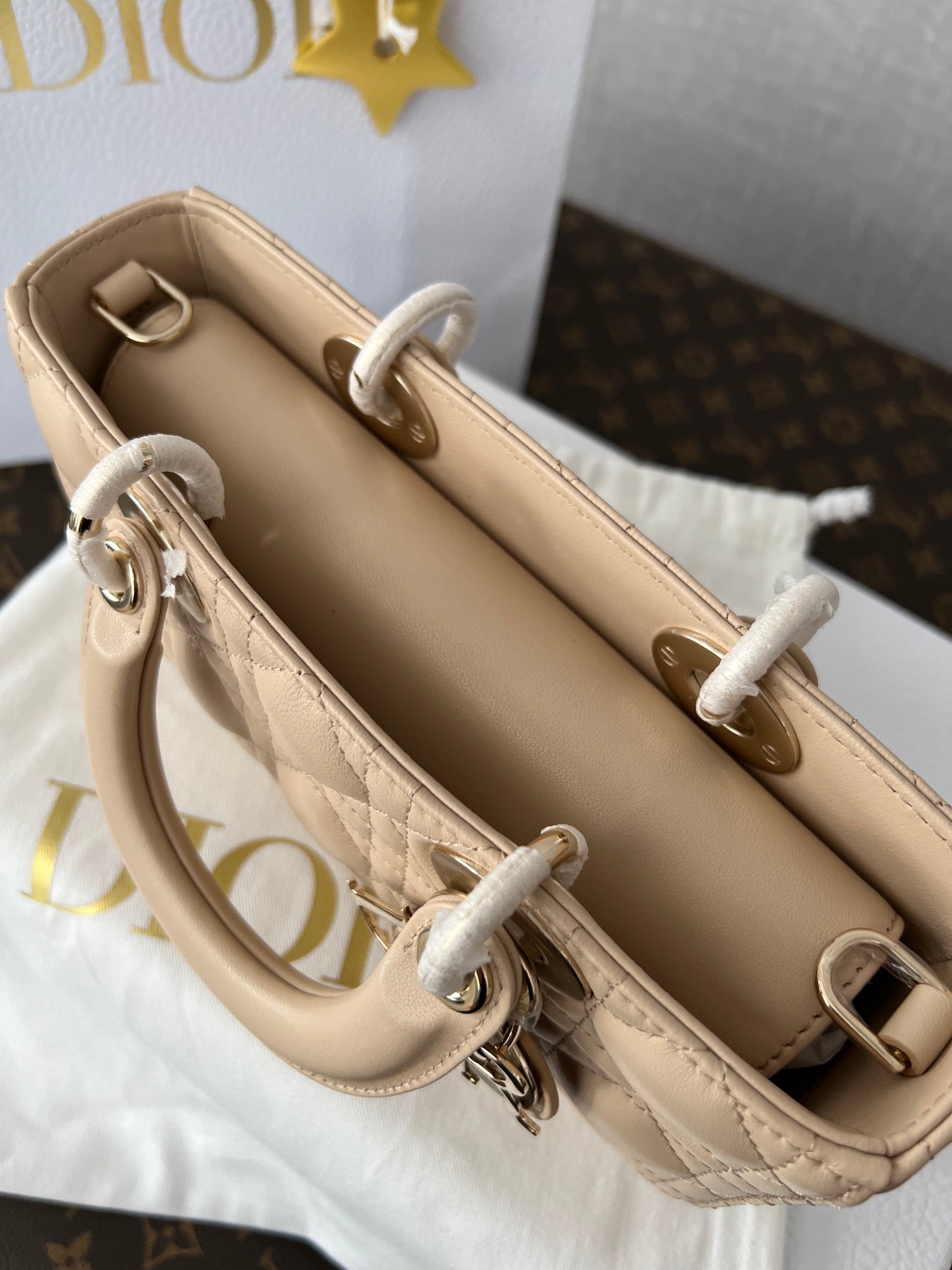 Christian Dior Lady D-Joy Bag Beige Cannage Lambskin Small Handbag