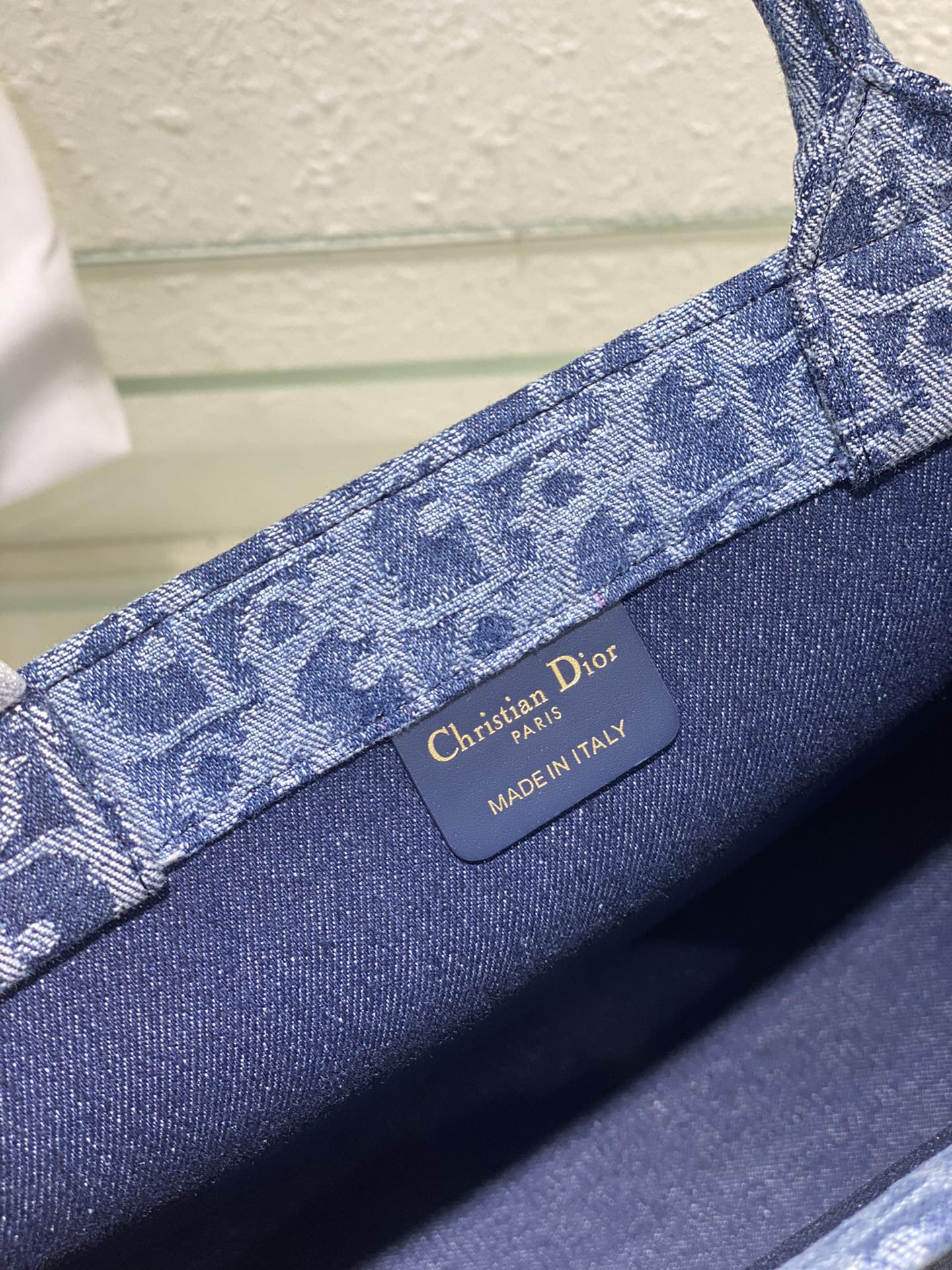 Christian Dior Small Book Tote Bag Blue Dior Oblique Embroidery