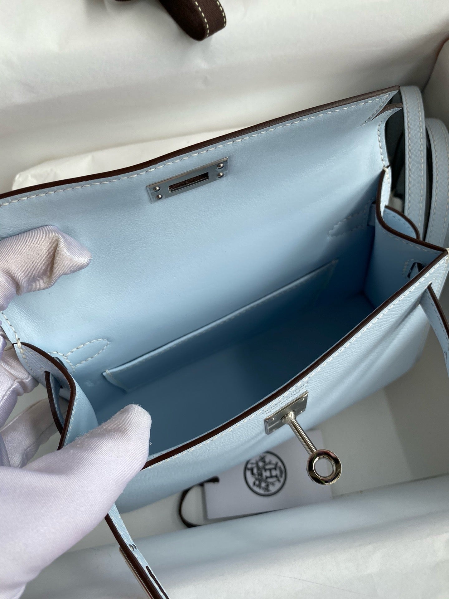 Hermès Kelly II 25 Sellier Light Blue Handbag with Silver Hardware