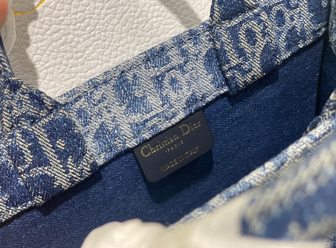Christian Dior Mini Book Tote Bag - Blue Dior Oblique Embroidery