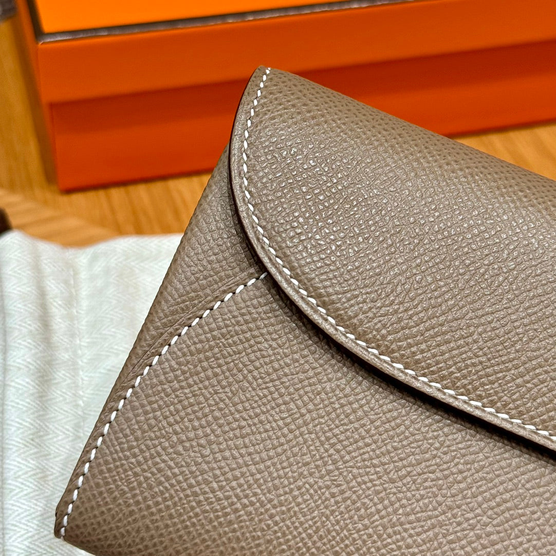Hermès In-the-Loop Phone Pouch - Taupe Leather with Palladium Hardware