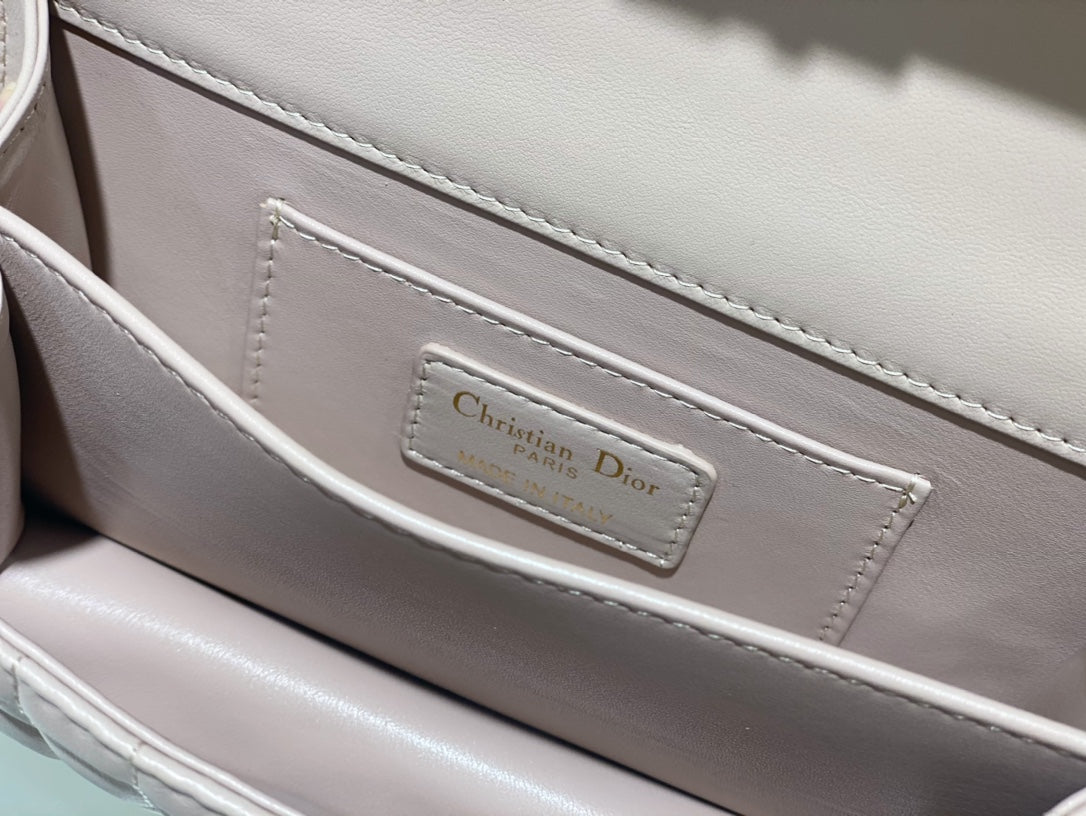Christian Dior Lilac Quilted Leather Mini Flap Bag with Pearl Clasp and Gold Hardware
