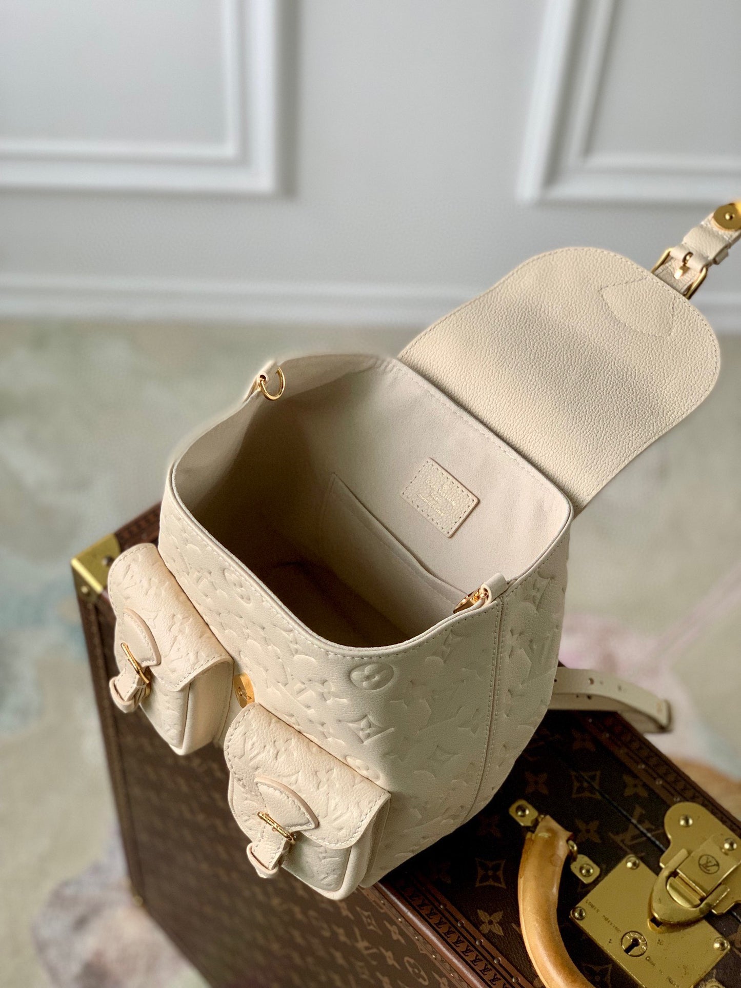 Louis Vuitton Montsouris BB Backpack in Monogram Empreinte Leather - Cream