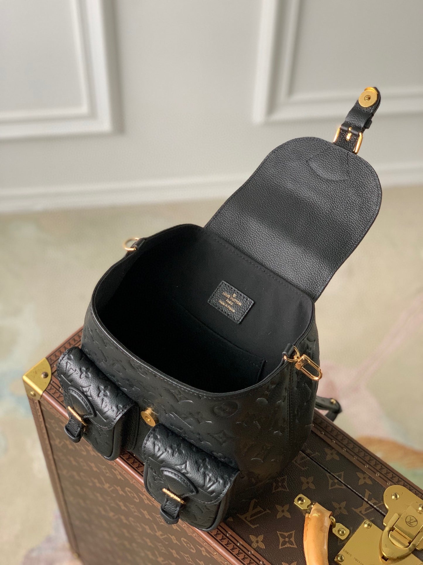 Louis Vuitton Montsouris PM Backpack Monogram Empreinte Leather Black