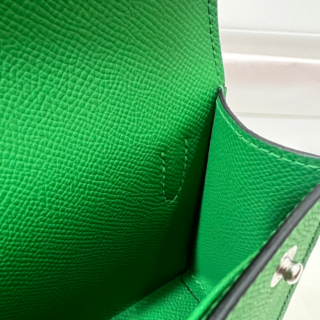 Hermès Green Leather Mini Crossbody Bag with Adjustable Strap