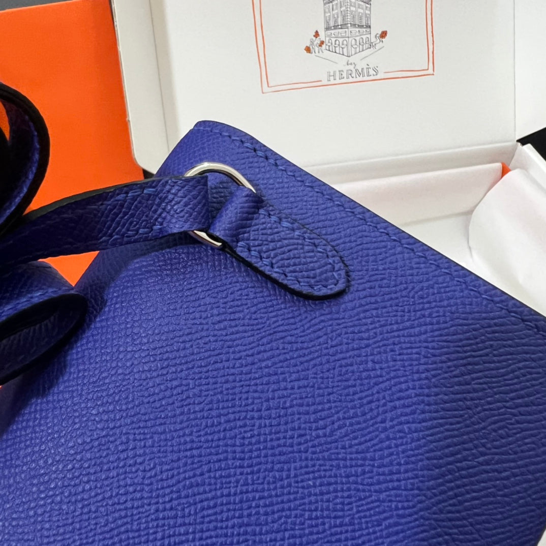 Hermès Kelly Pocket Compact Wallet - Blue Leather with Silver Hardware
