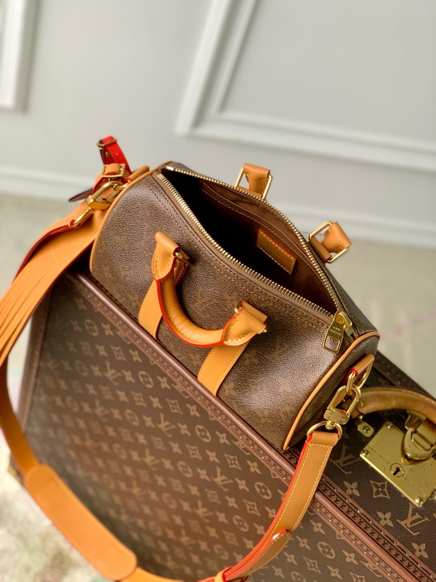 Louis Vuitton Monogram Nano Papillon Handbag and Alzer Trunk Set